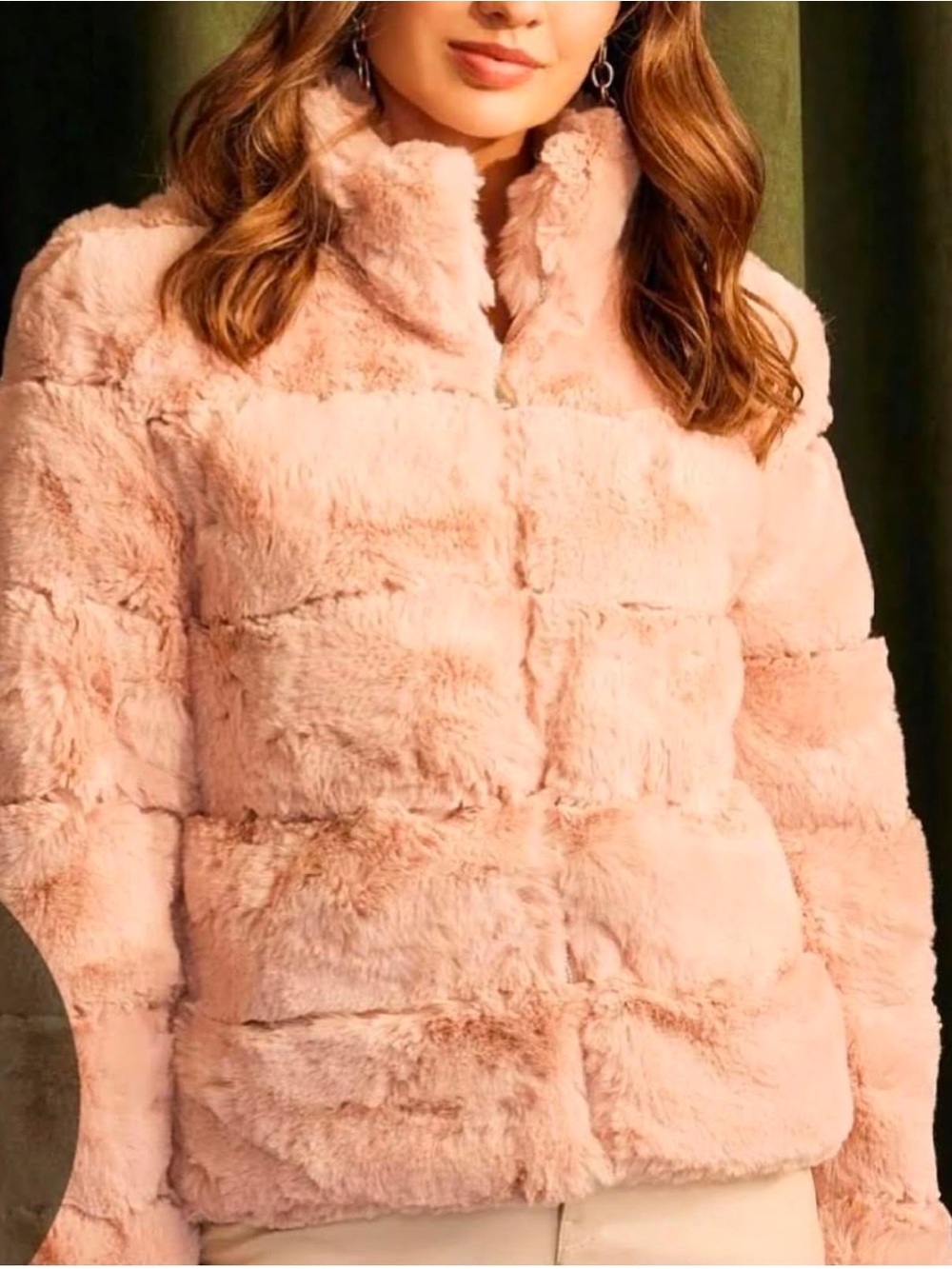 Plush Faux-Fur Pink Women's Jacket